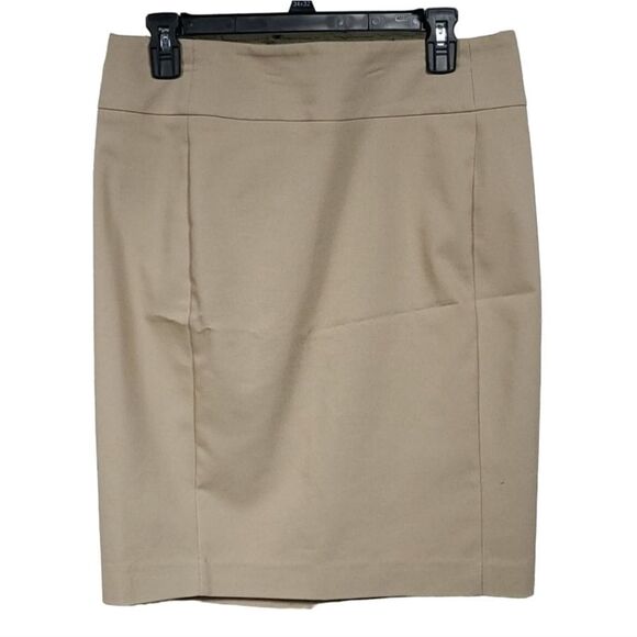 Apt. 9 Torie Ponte Stretch Pencil Skirt Khaki Tan Size 8 Office School Uniform - Picture 1 of 9
